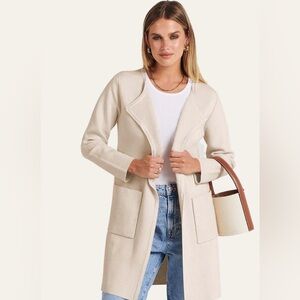 Anrabess Elegant Cream Women's Cardigan, M 🦋